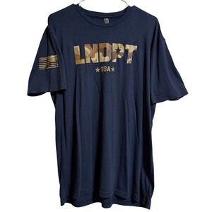 Next Level Apparel Mens XL Navy Blue LNDPT USA Camo Graphic T-Shirt Flag Sleeve